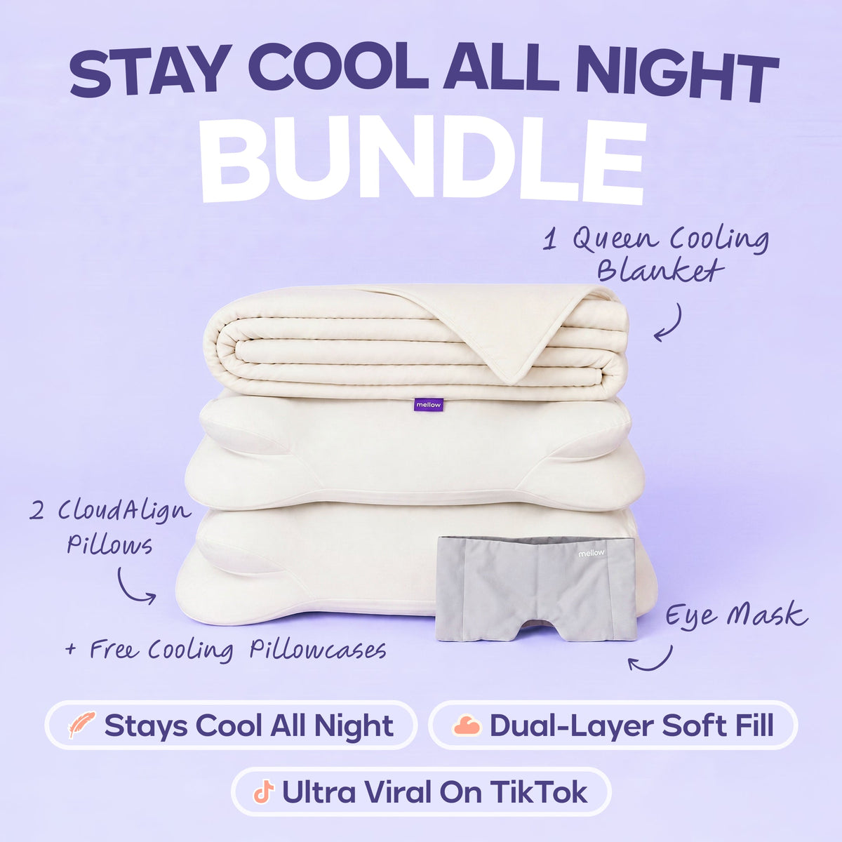CloudCool™ Cooling Comforter + 2 CloudAlign Pillows + Weighted Eye Mask